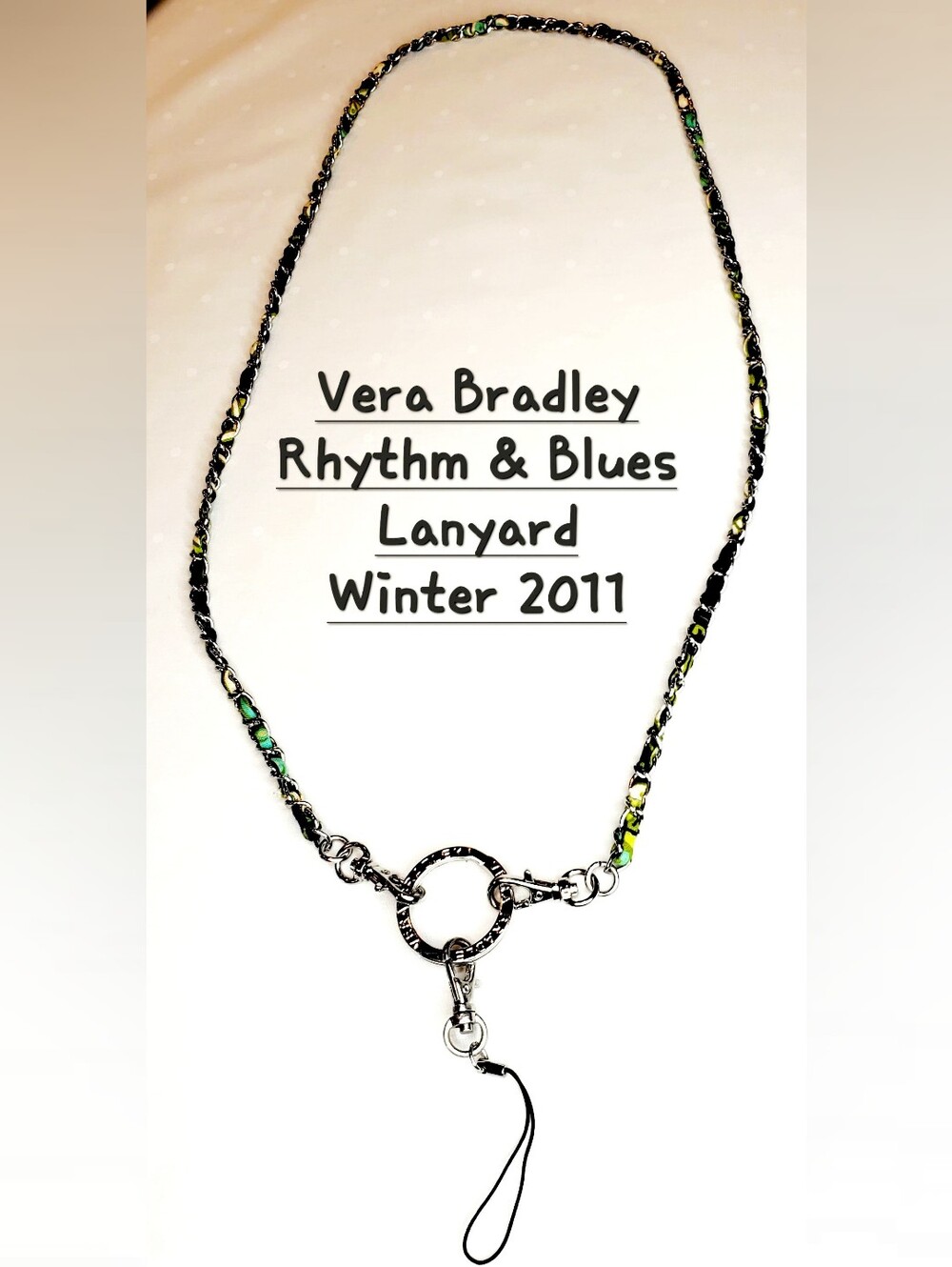 Vera Bradley Rhythm & Blues Winter 2011 Lanyard Navy, Off White & Green